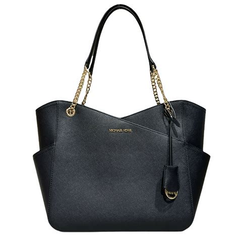 michael kors jet set travel large chain shoulder tote black|Michael Kors bag with airplanes.